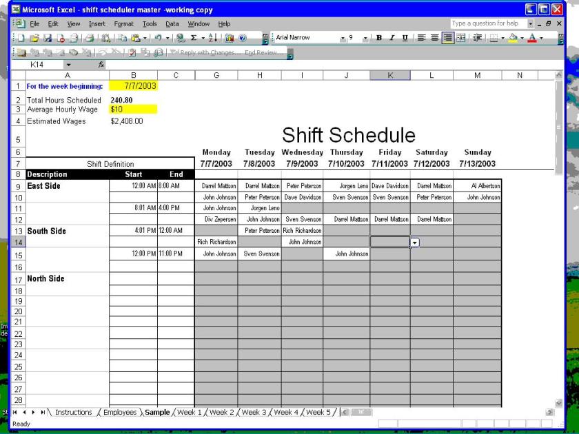 Template Scheduling Excel